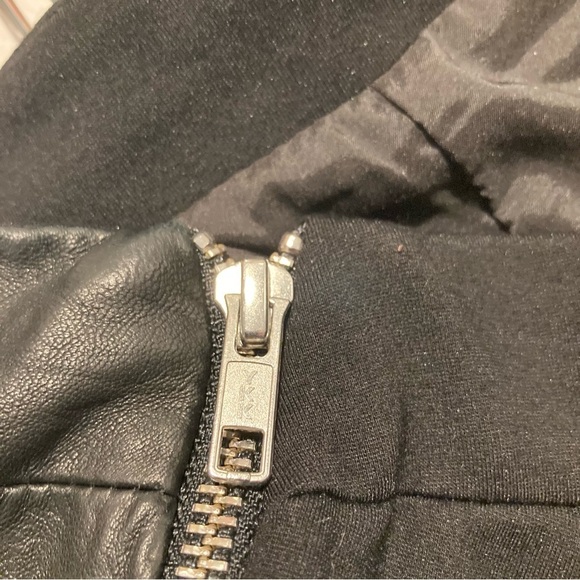 DANIER Sz 14 Mixed  Media Straight Leg High Rise Leather and Fabric Zipper Pants - Picture 11 of 12